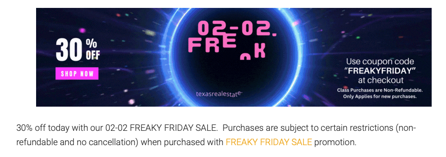 Freaky Friday Sale Order Details
